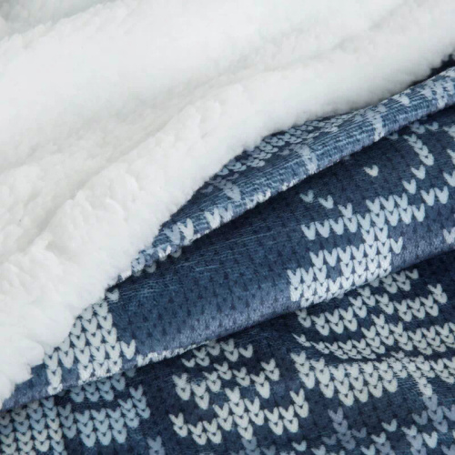 Eurofirany Manta de Navidad blanco azul marino - colcha de microfibra suave, 240 g/m²