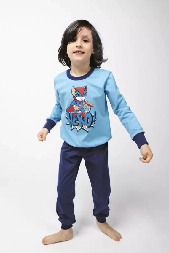 Remek Pijama de niño manga larga, pantalón largo Moda Italiana - azul