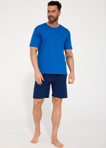 326/208 Pijama de hombre Cornette Toucan - 100% Algodón | Manga Corta + Pantalones Cortos | Dormir Cómodo | Elegante Bordado