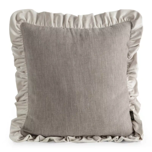 Eurofirany Elvara funda decorativa 45x45 de terciopelo con volante - beige