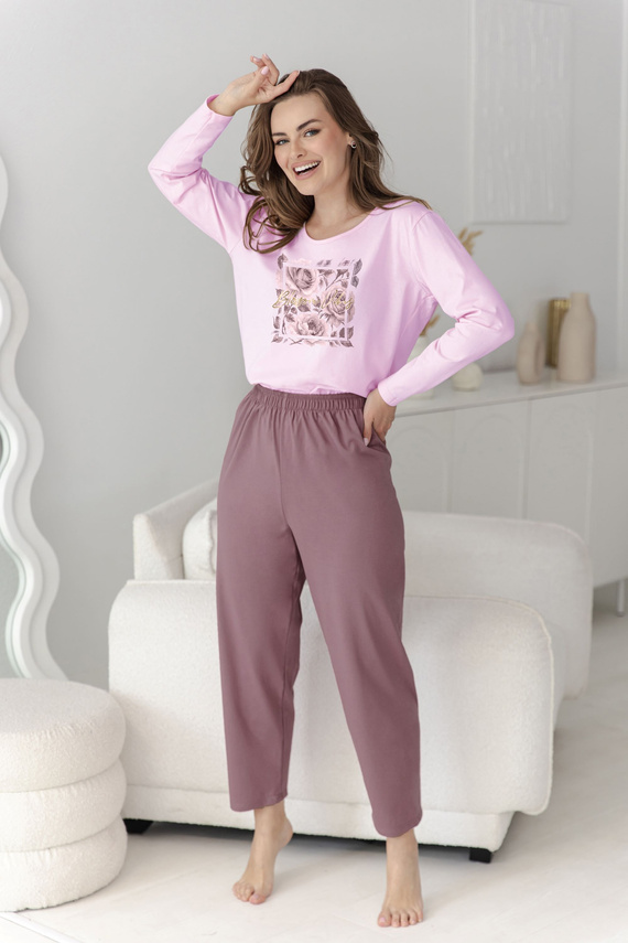 Pijama de mujer Taro 3632/3657 Solene lila 100% algodón larga