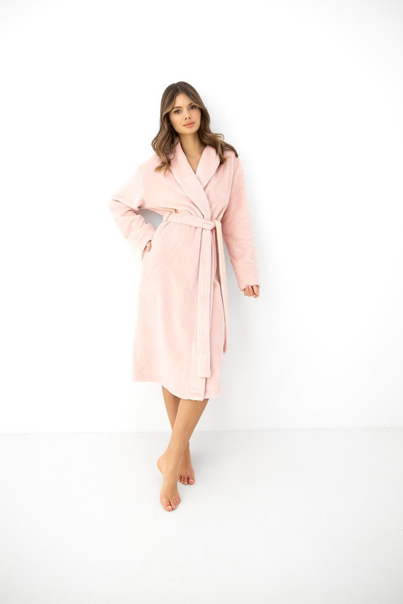 Sensis Lua Bata de Mujer con Capucha Suave Mocca Rosa a Cuadros