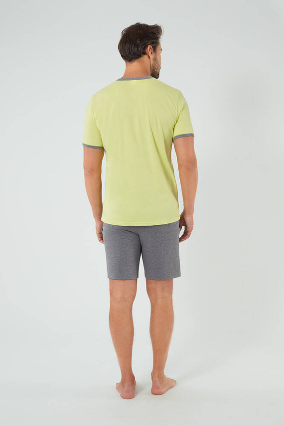 Nikodem Pijama de manga corta para hombre, pantalones cortos Moda Italiana - verde lima