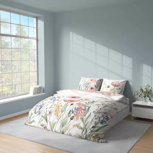 5429 Una ropa de cama de microfibra 3D con flores de prado en acuarela - Detexpol