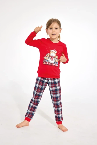Cornette 594/205 592/205 Family Christmas Pijama de Algodón para Niña Roja