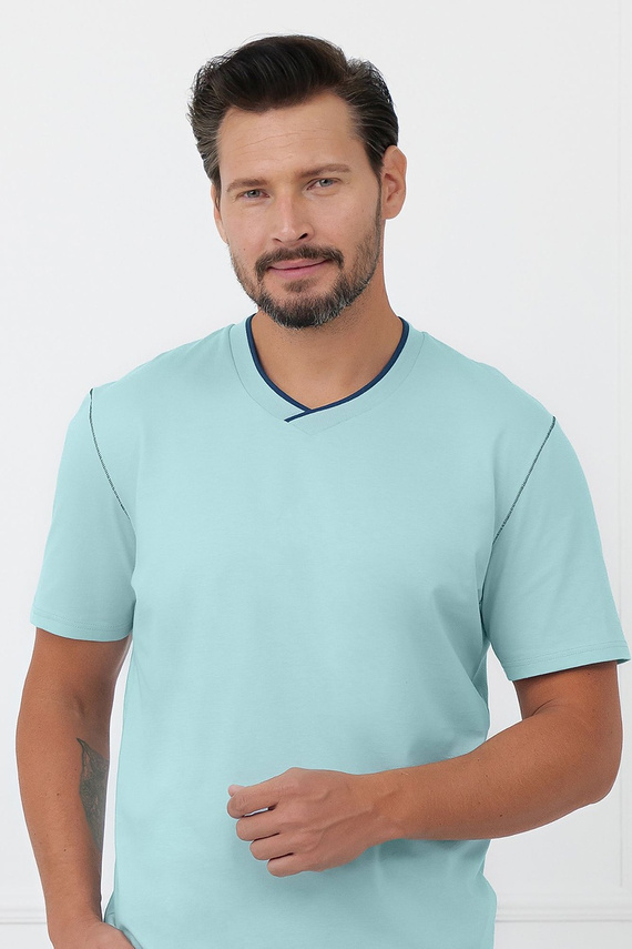 Pijama hombre Devon Italian Fashion algodón pantalón largo turquesa