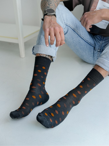Calcetines de algodón para hombre Milena 0125-132 grafito - elegantes, transpirables, ajuste perfecto, confort de primera para el día a día