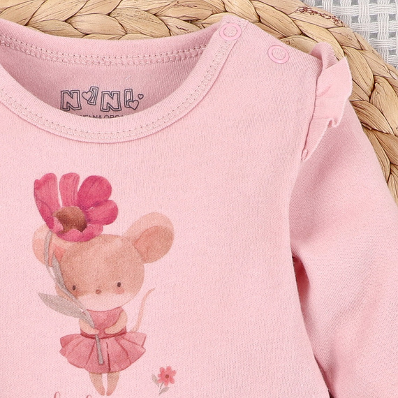 ABN-5541 Blusa para bebé Nini Happy Animals de algodón orgánico - costura sin níquel, ecológica, producción polaca