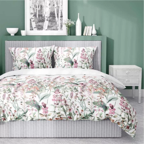 5485 A Detexpol Satin Stories ropa de cama blanco-rosa | 100% algodón, tejido de satén, cremallera, papel de regalo