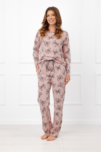 Italian Fashion Silano pijama larga de algodón para mujer con lazos y bolsillos