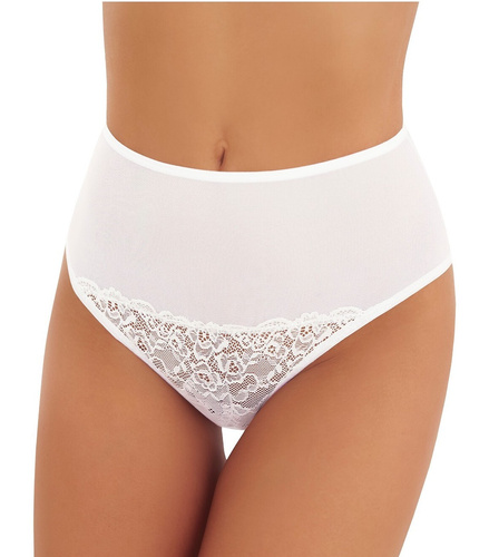 Braguitas de mujer Emili Sela de encaje y malla con laterales anchos - blanco