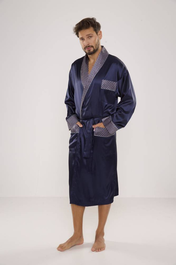940 Albornoz de satén para hombre Forex - azul marino