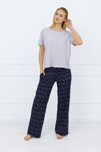 Arugia Pijama señora manga corta, pantalón largo Moda Italiana - melange/estampado