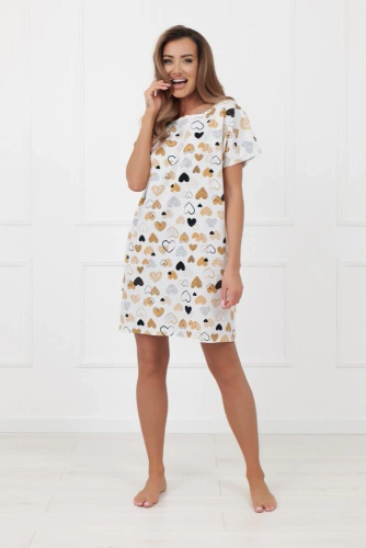 Camisón de mujer Soraja Italian Fashion - manga corta, algodón, corazones