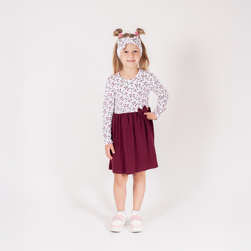 217166 Vestido Alisa Nicol - algodón, manga larga, estampado floral, lazo