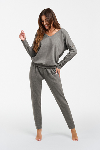 Karina Conjunto señora manga larga, pantalón Moda Italiana - ¶r. melange