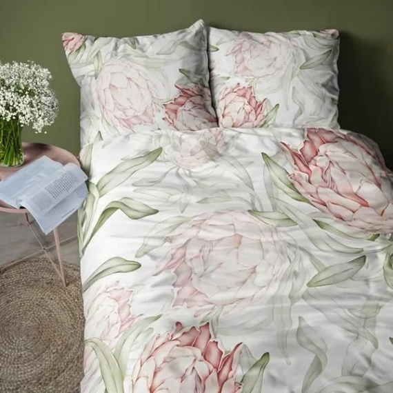 5431 Una ropa de cama de microfibra 3D con grandes flores y hojas de protea - Detexpol
