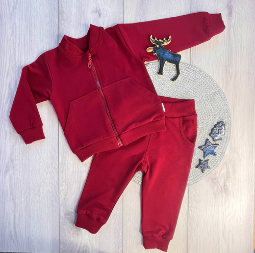 Mamatti chándal niño DR08 Merry Christmas - granate, top con cremallera y pantalón con bolsillos