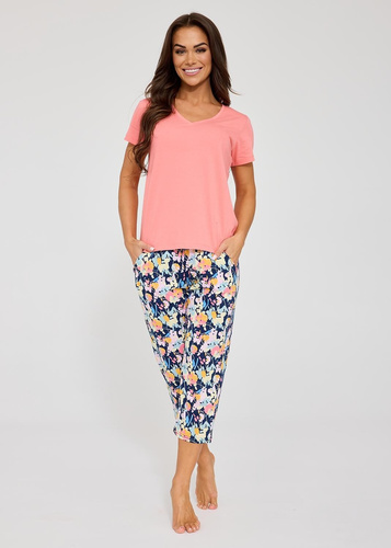 Pijama de señora Cornette Violetta 875/338 - algodón, manga corta, pantalón 7/8