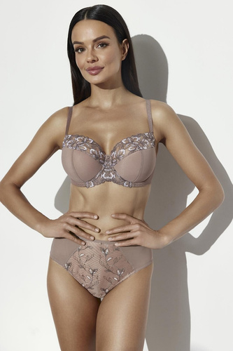 Sujetador Semi Soft Ava 2273 Mocha Mousse con Aros y Bordado Floral