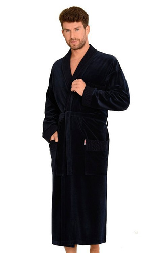 712 Bata de terciopelo para hombre De lafense - azul marino
