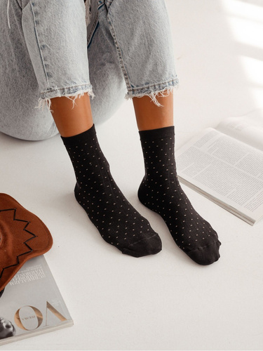 0200-170 Calcetines de mujer Dots Milena - elegancia y confort - negro