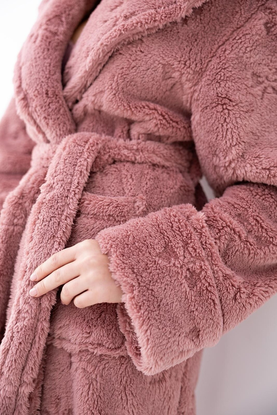 Sensis Dolly Albor rosa Bata de mujer suave con capucha y lazos