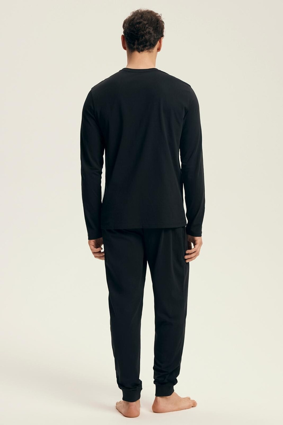 Henderson Core 43469 Loger pijama de los hombres negro-algodón, manga larga, embalaje inteligente