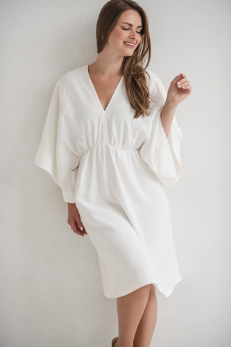 Vestido de maternidad y lactancia Mama Zen Milk&Love crema - kimono con cremalleras, modal