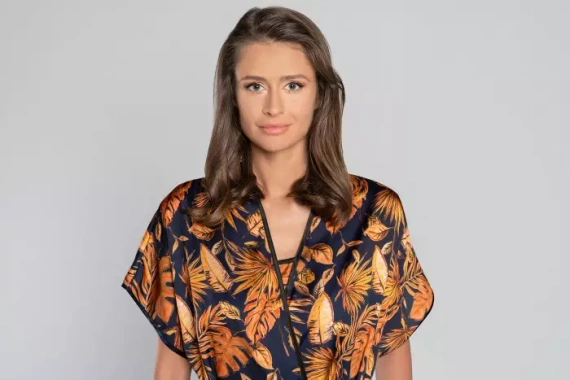 Albornoz de señora Monstera Fashion- estampado italiano