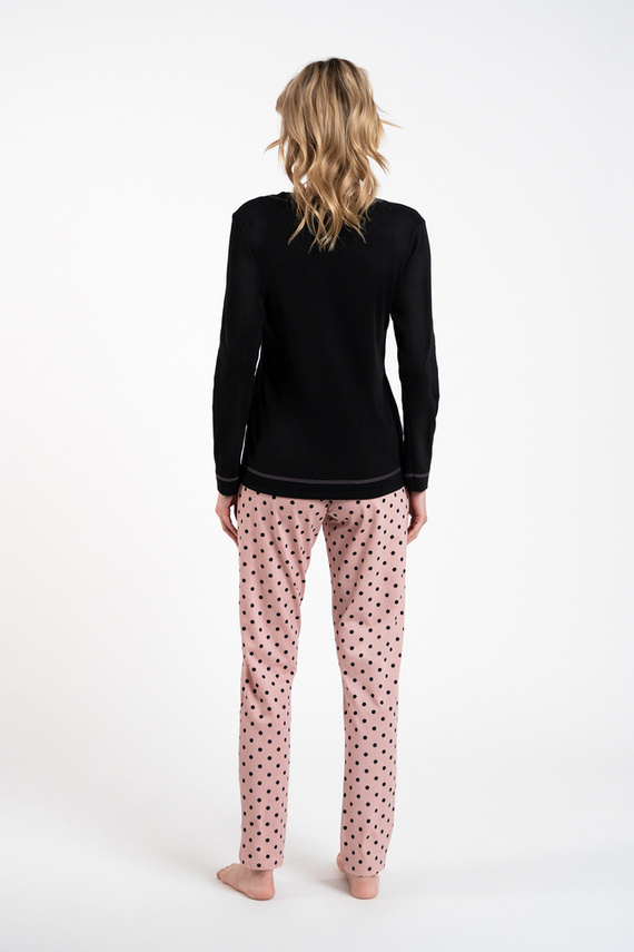 Bonilla Pijama Mujer manga larga, pantalón largo Moda Italiana negro/estampado