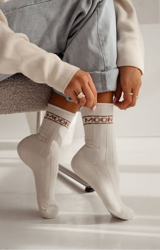 0071-009 Unique Calcetines de mujer Milena crudo - algodón, medio rizo