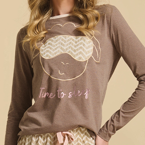 Deborah Pijama de mujer Sorbetto - marrón con oveja