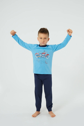Pijama Junak para niño manga larga y pantalón Moda Italiana - azul/verde