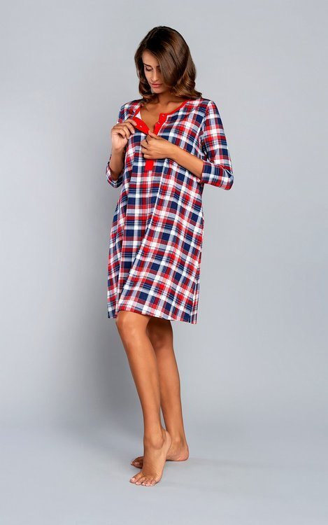 Camisón de maternidad y lactancia Rugia manga 3/4 Moda Italiana - azul marino