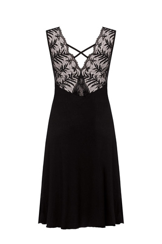 Camisón Petra KM29 Mefemi by Nipplex negro- viscosa, encaje, largo hasta la pantorrilla