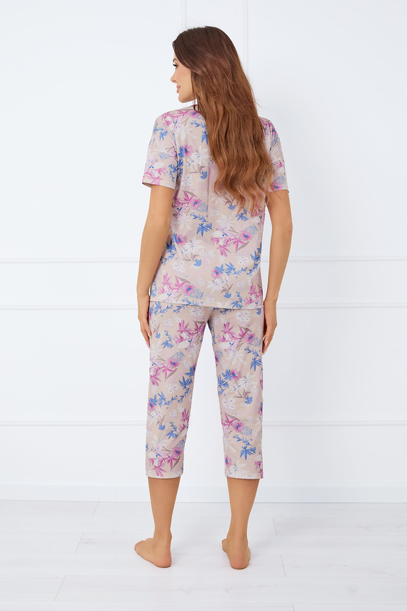 Génova Pijama señora manga corta, pantalón 3/4 Moda Italiana - estampado