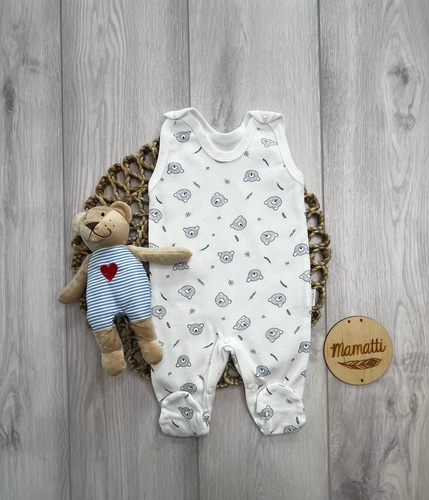SC16430 Mamatti Pijamas para bebé blancos con ositos de algodón para ajuar