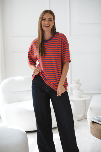 Mamahood Camiseta de embarazo y lactancia Milk&Love morada y naranja - cómoda y elegante