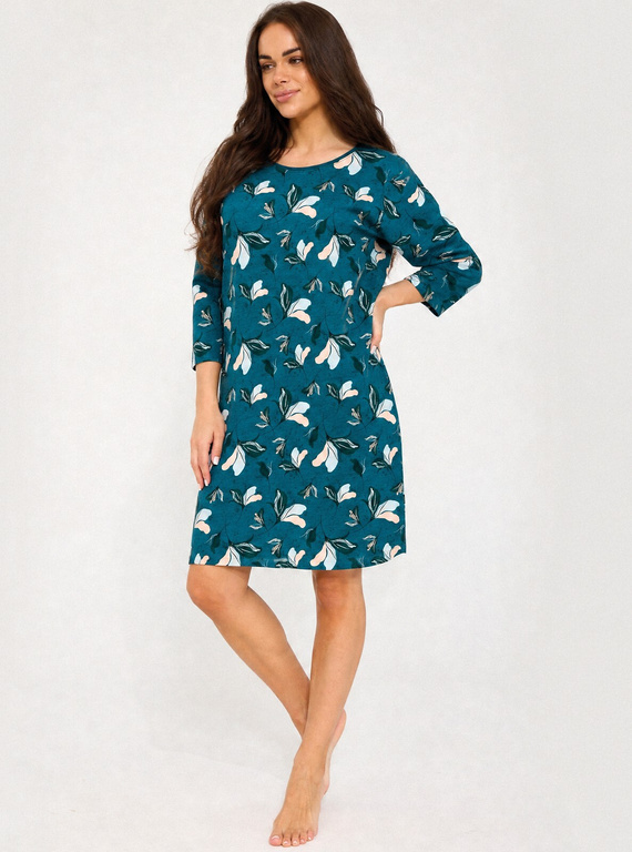 Camisón Cornette 464/513 Greta 2 100% Algodón Flores Manga 7/8