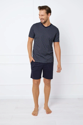 Gerard Pijama de manga corta para hombre, pantalón corto Moda Italiana - estampado/verde