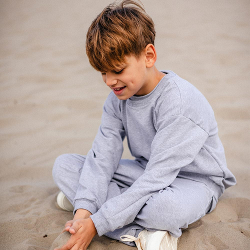 Simply Comfy Sudadera para niño Eevi - oversize, 100% algodón, gris