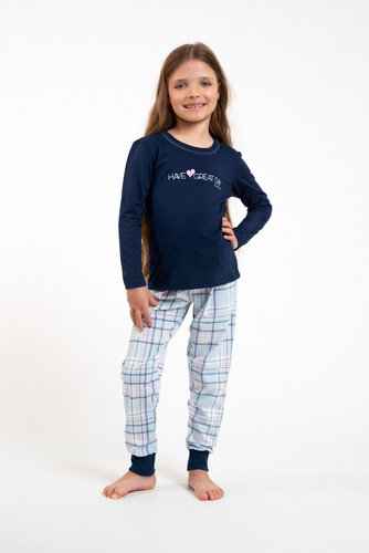 Pijama Glamour Niñas Moda Italiana - azul marino/estampado