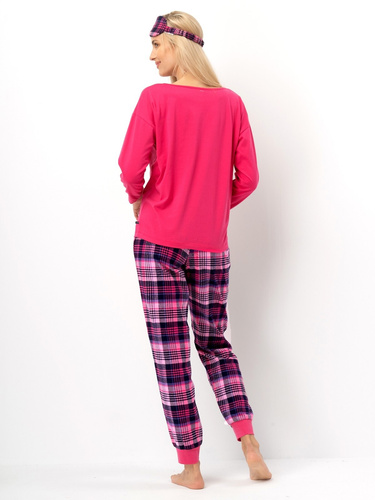 Pijama de mujer LNS 491 Key fucsia - algodón, manga larga, pantalón de franela