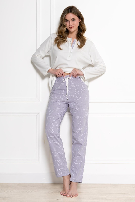 Pijama de mujer Leveza 1783 Mira crema-lila 100% algodón