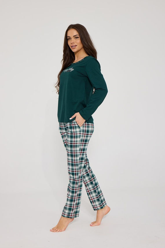 Cornette Enjoy 1101/485 Pijama larga para mujer 100% algodón a cuadros