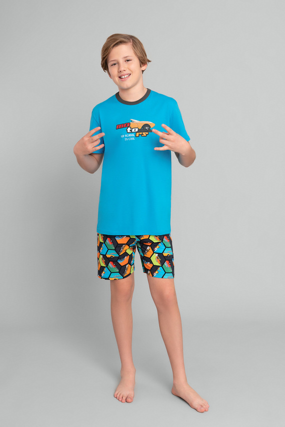 Pijama de niño manga corta Comic, pantalón Italian Fashion - turquesa/estampado