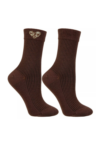 Calcetines de mujer Moraj CSL250-941 de algodón acanalados con corazón de estampado de leopardo