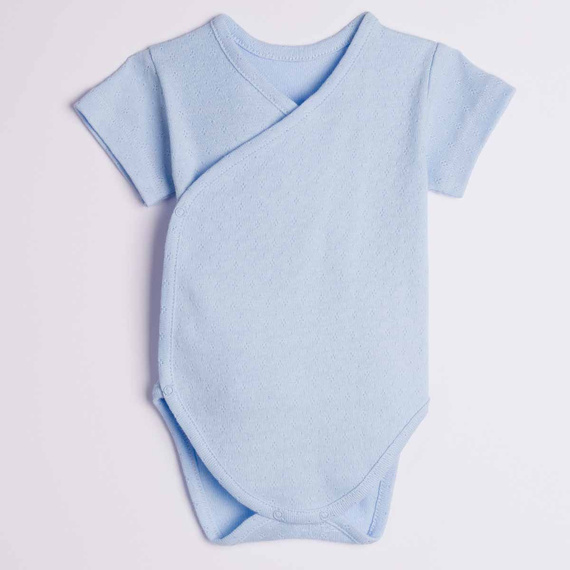 224040 Nicol Body cruzado para bebé azul 100% algodón calado