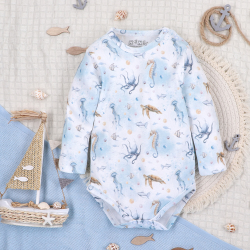 ABN-5445 Body de algodón orgánico Sea Of Joy de Nini - algodón orgánico, manga larga